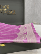 Lavender Pink Mashru Katan Stripe Fancy U Border Silk Saree
