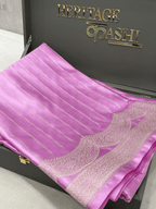 Lavender Pink Mashru Katan Stripe Fancy U Border Silk Saree