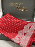 Rich Red Mashru Katan Stripe Fancy U Border Silk Saree