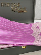 Lavender Pink Mashru Katan Stripe Fancy U Border Silk Saree