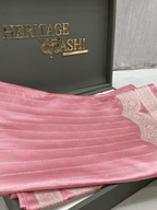 Baby Pink Mashru Katan Stripe Fancy U Border Silk Saree