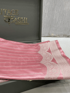 Baby Pink Mashru Katan Stripe Fancy U Border Silk Saree