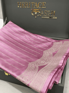 Pastel Pink Mashru Katan Stripe Fancy U Border Silk Saree