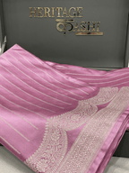 Pastel Pink Mashru Katan Stripe Fancy U Border Silk Saree