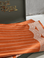 Orange Mashru Katan Stripe Fancy U Border Silk Saree