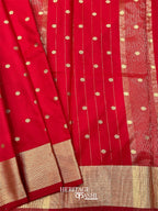 Red Banarasi Silk Saree with Golden Zari Border