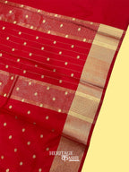 Red Banarasi Silk Saree with Golden Zari Border