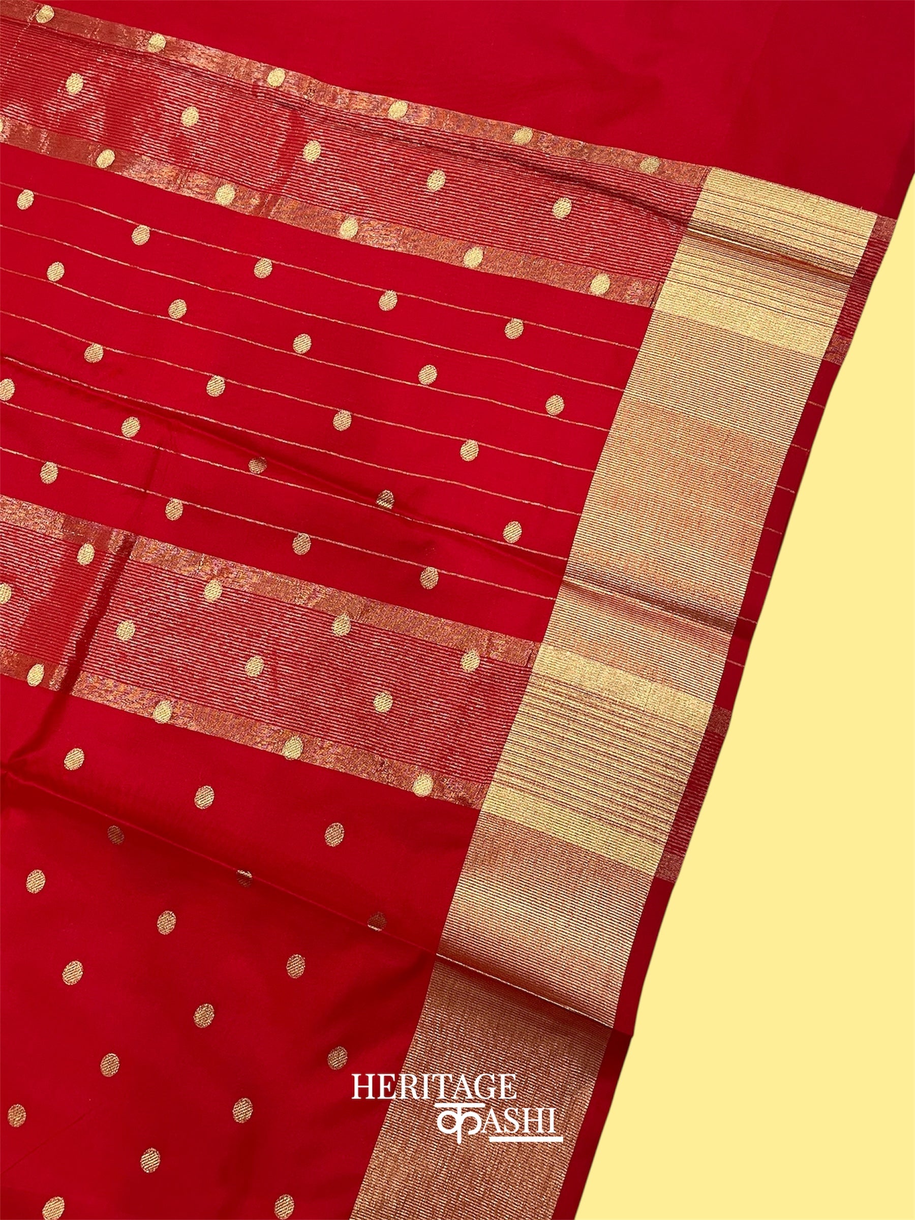 Red Banarasi Silk Saree with Golden Zari Border
