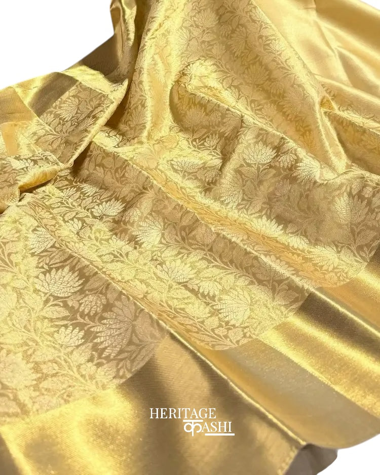 Nita Ambani Inspired Golden Embossed Soft Tissue Silk Saree