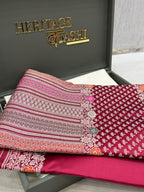 Wine Maroon Mashru Katan Skirt Minakari Floral Border Silk Saree