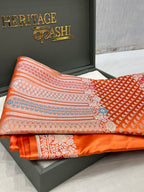 Rust Orange Mashru Katan Skirt Minakari Floral Border Silk Saree