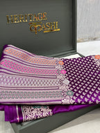 Royal Purple Mashru Katan Skirt Minakari Floral Border Silk Saree