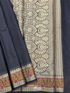 Black Cotton Plain Tilfi Floral Border Saree