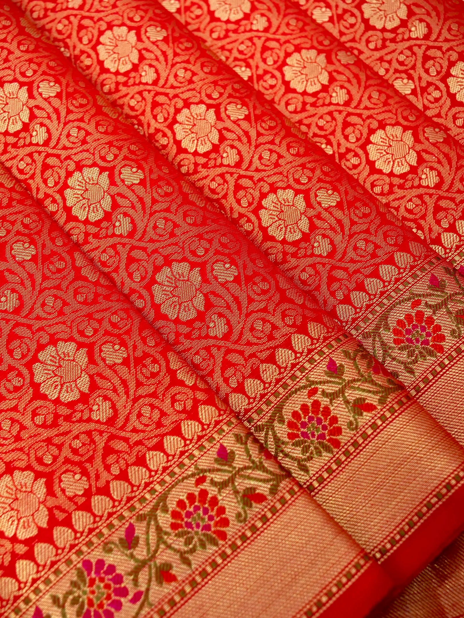 Red Katan Brocade Fancy Paithani Border Saree