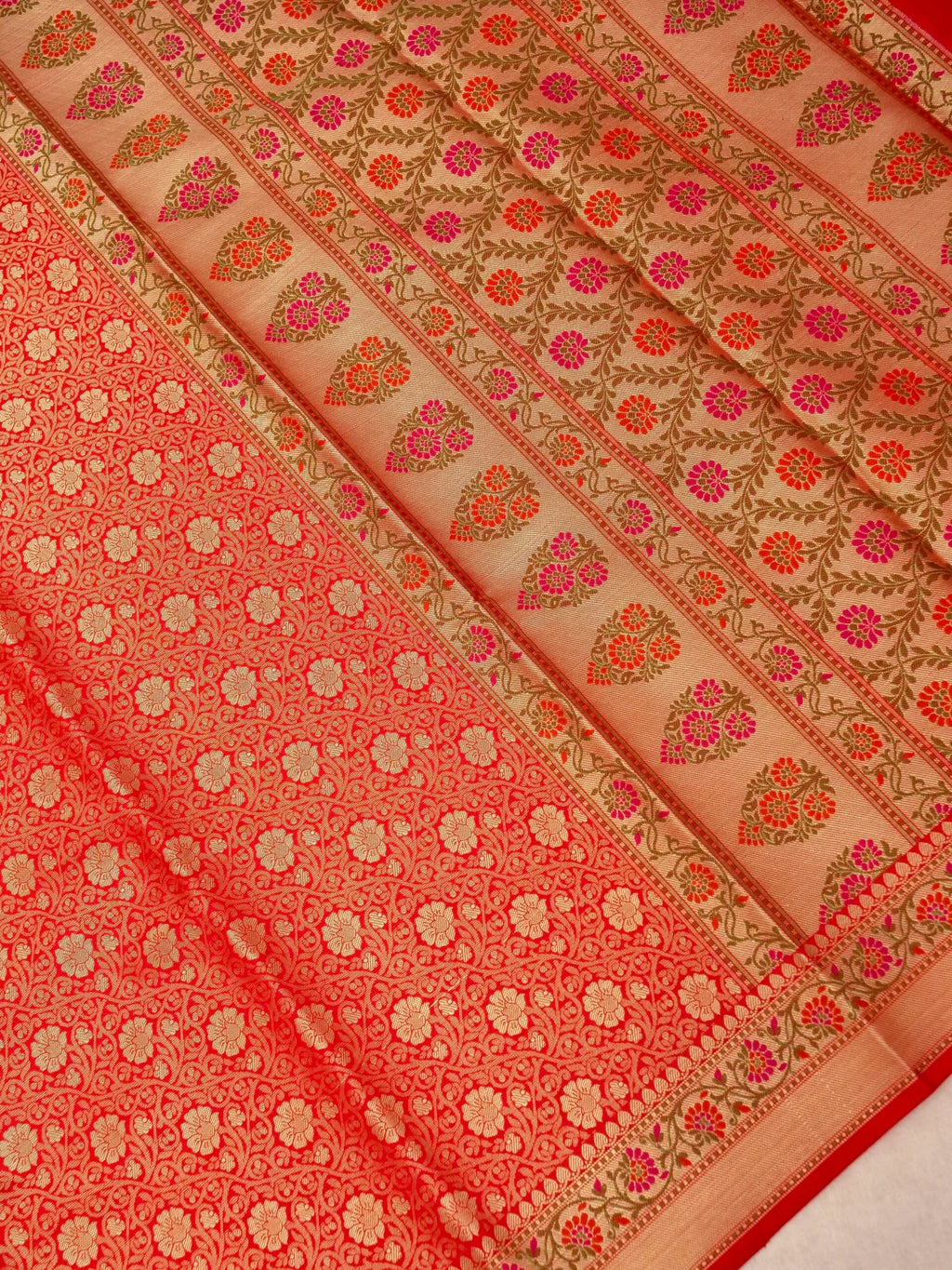 Red Katan Brocade Fancy Paithani Border Saree