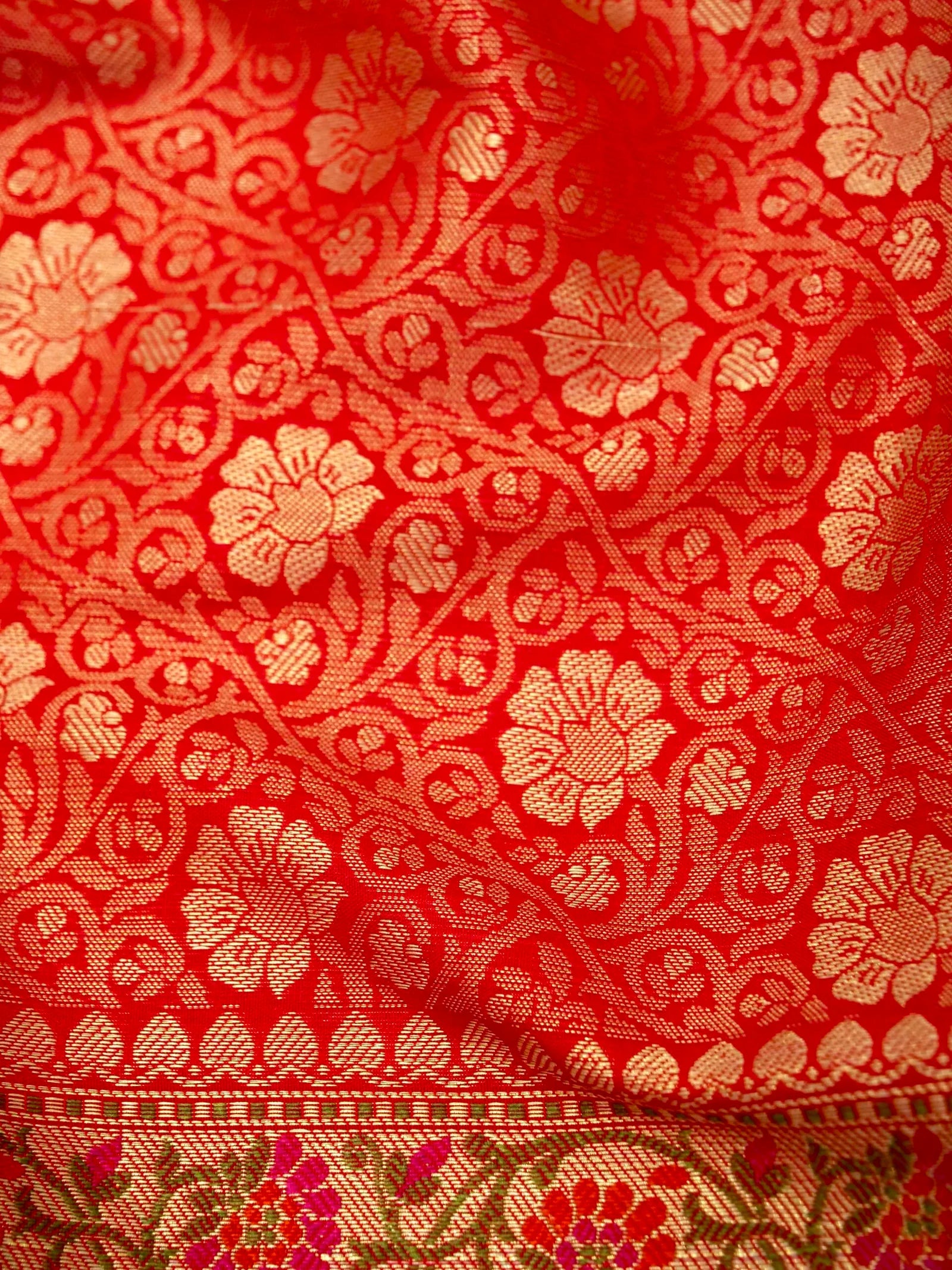 Red Katan Brocade Fancy Paithani Border Saree