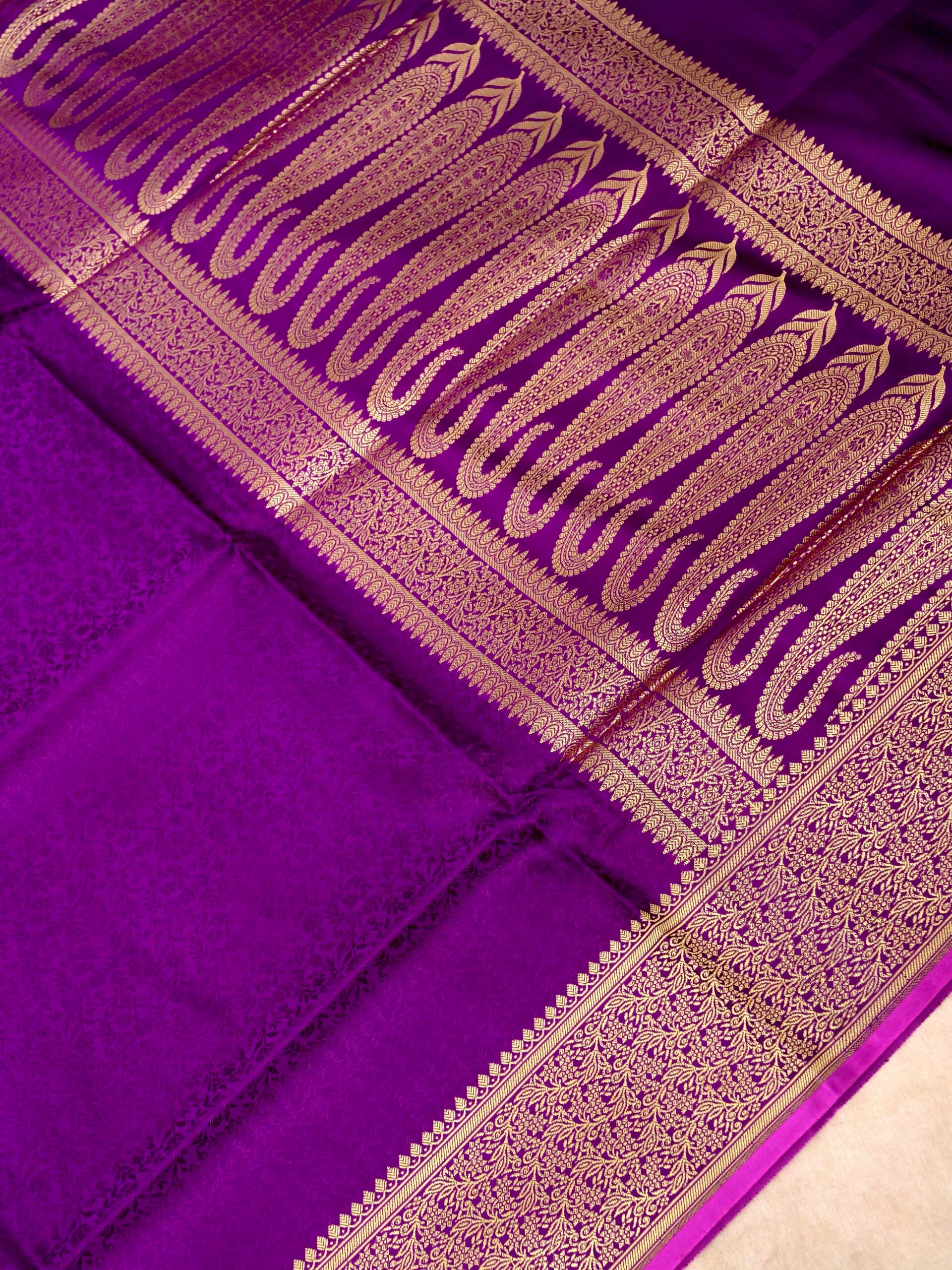 Magenta Tanchui Satin Handloom Kadhuwa Saree