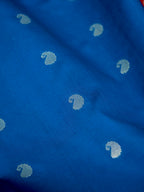 Peacock Blue Banarasi Satin Silk Allover Zari Buti Saree