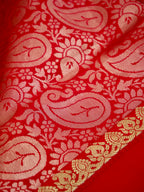Peacock Blue Banarasi Satin Silk Allover Zari Buti Saree