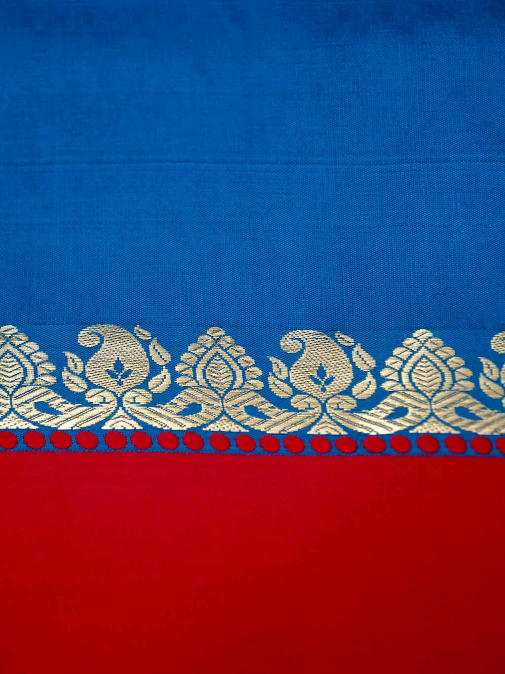 Peacock Blue Banarasi Satin Silk Allover Zari Buti Saree