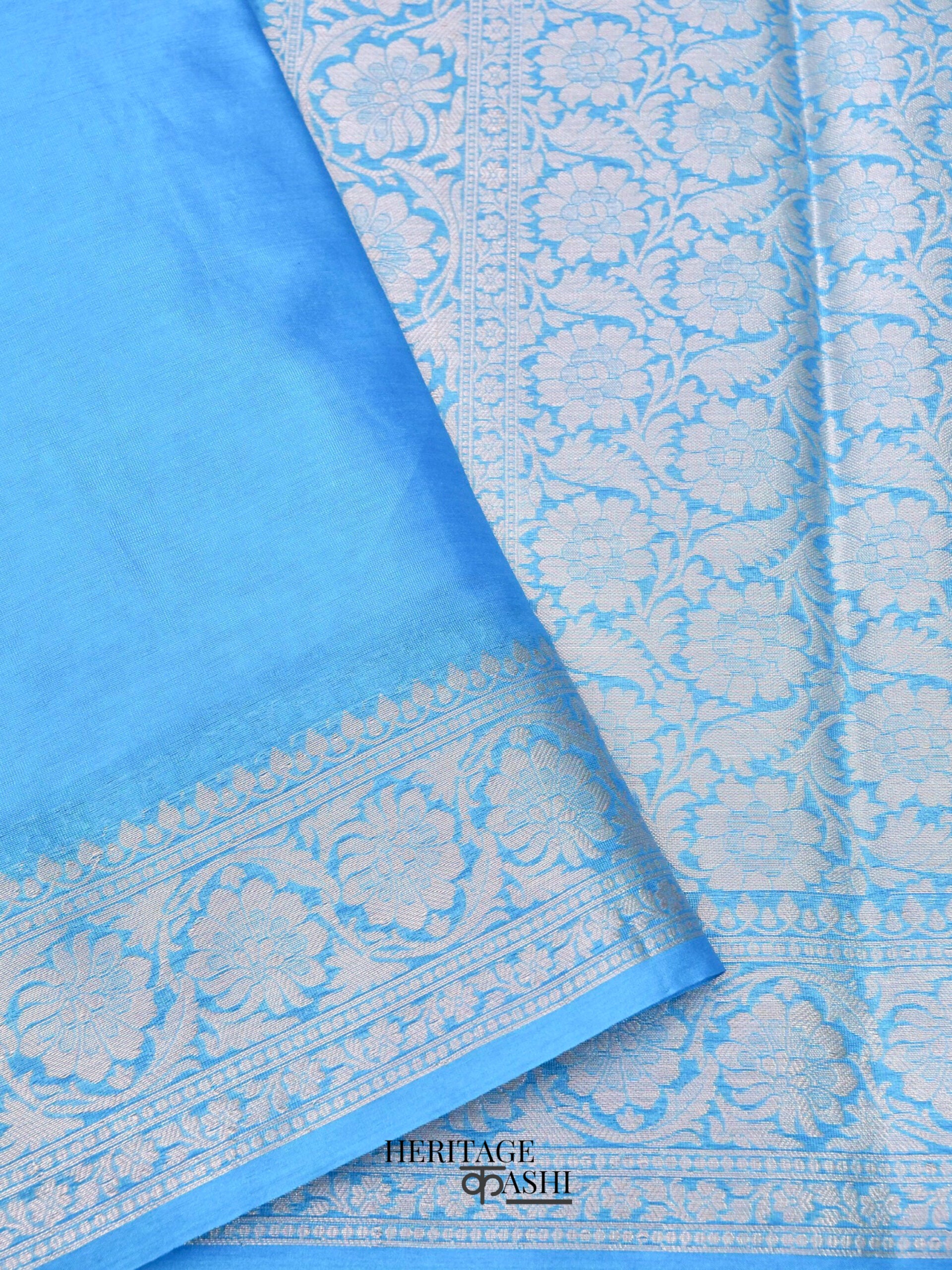 Light Blue Warm Silk Plain Saree