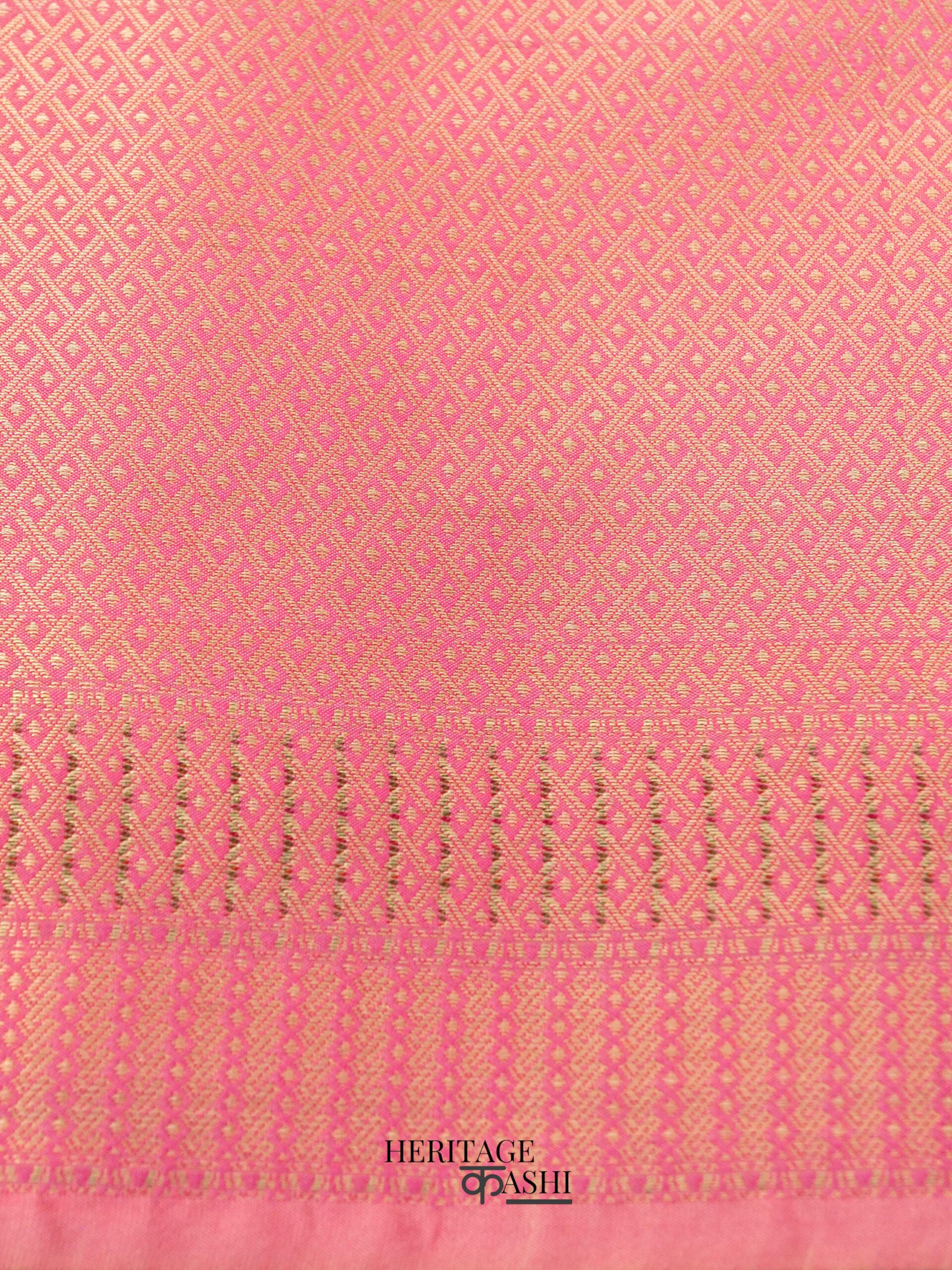 Baby Pink Katan Brocade Fancy Paithani Border Saree