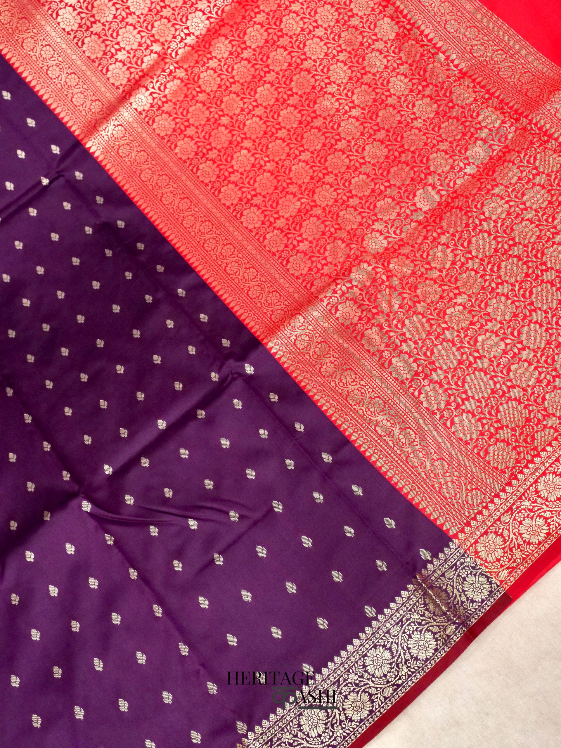 Purple Banarasi Silk Buti Saree