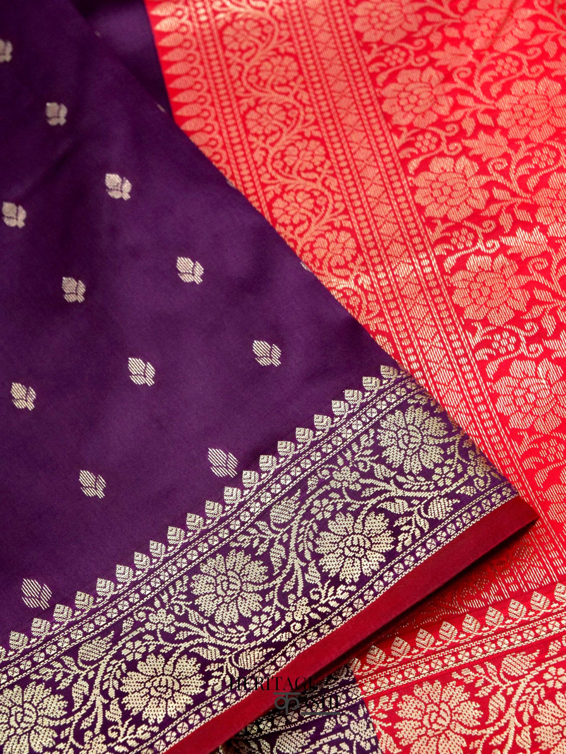 Navy Blue Banarasi Silk Buti Saree