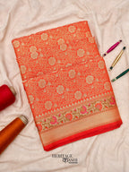 Orange Katan Brocade Fancy Paithani Border Saree