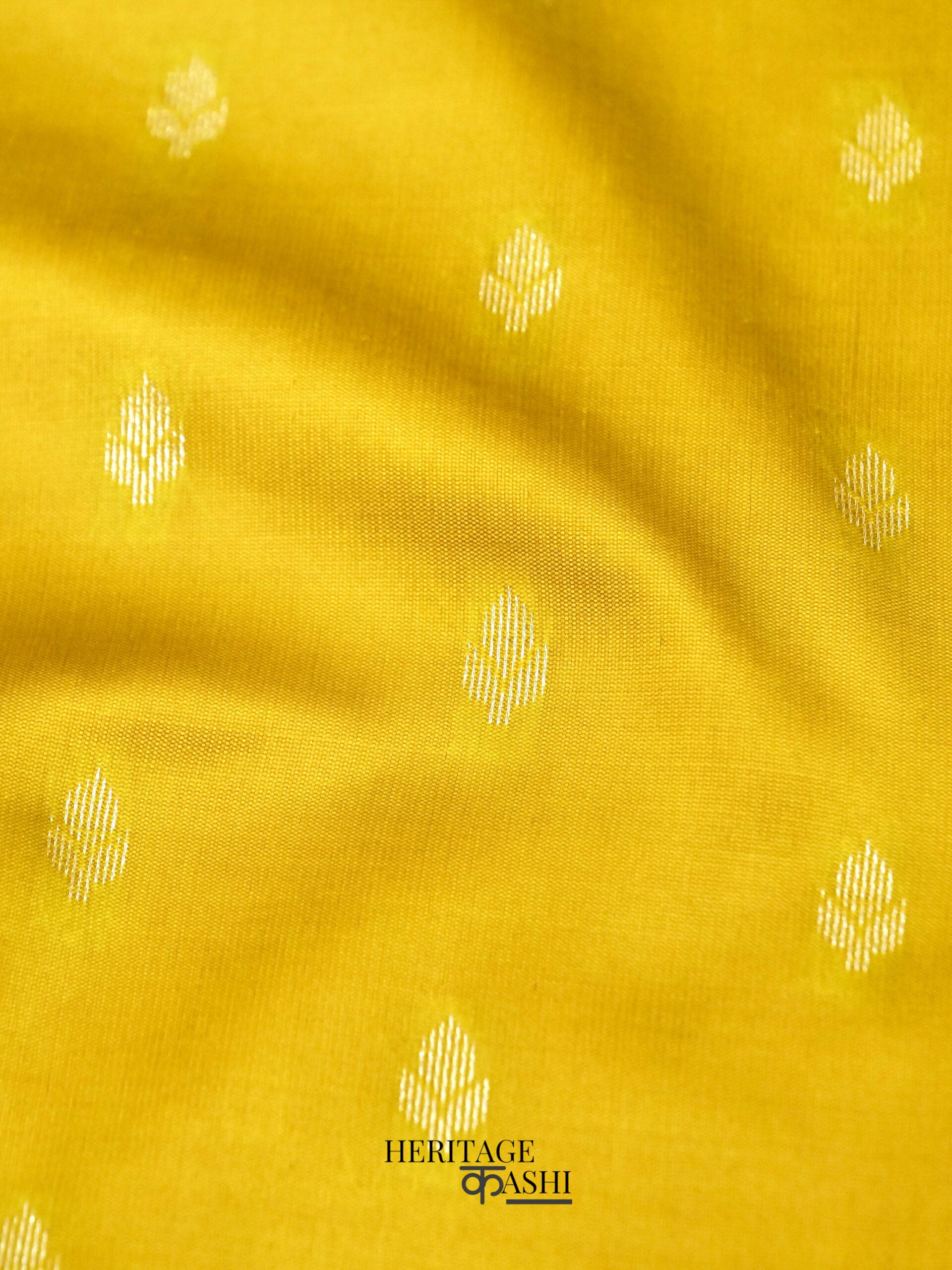 Mustard Yellow Banarasi Silk Buti Saree