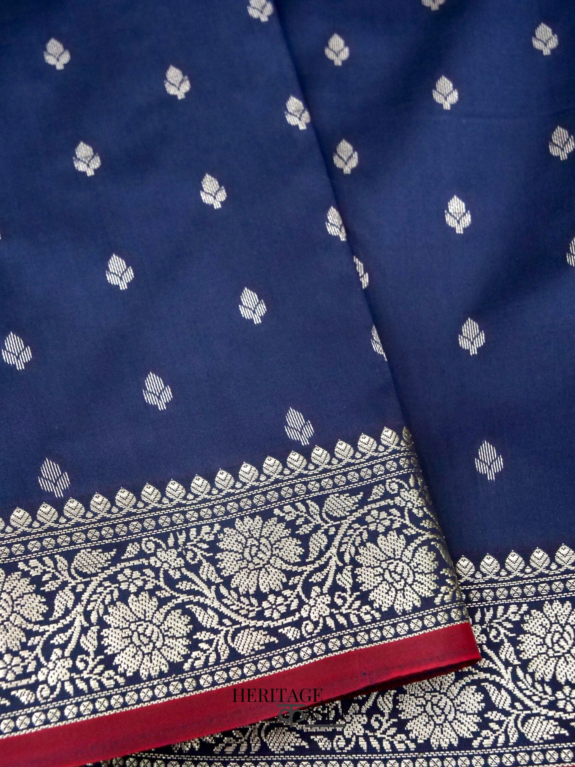 Navy Blue Banarasi Silk Buti Saree