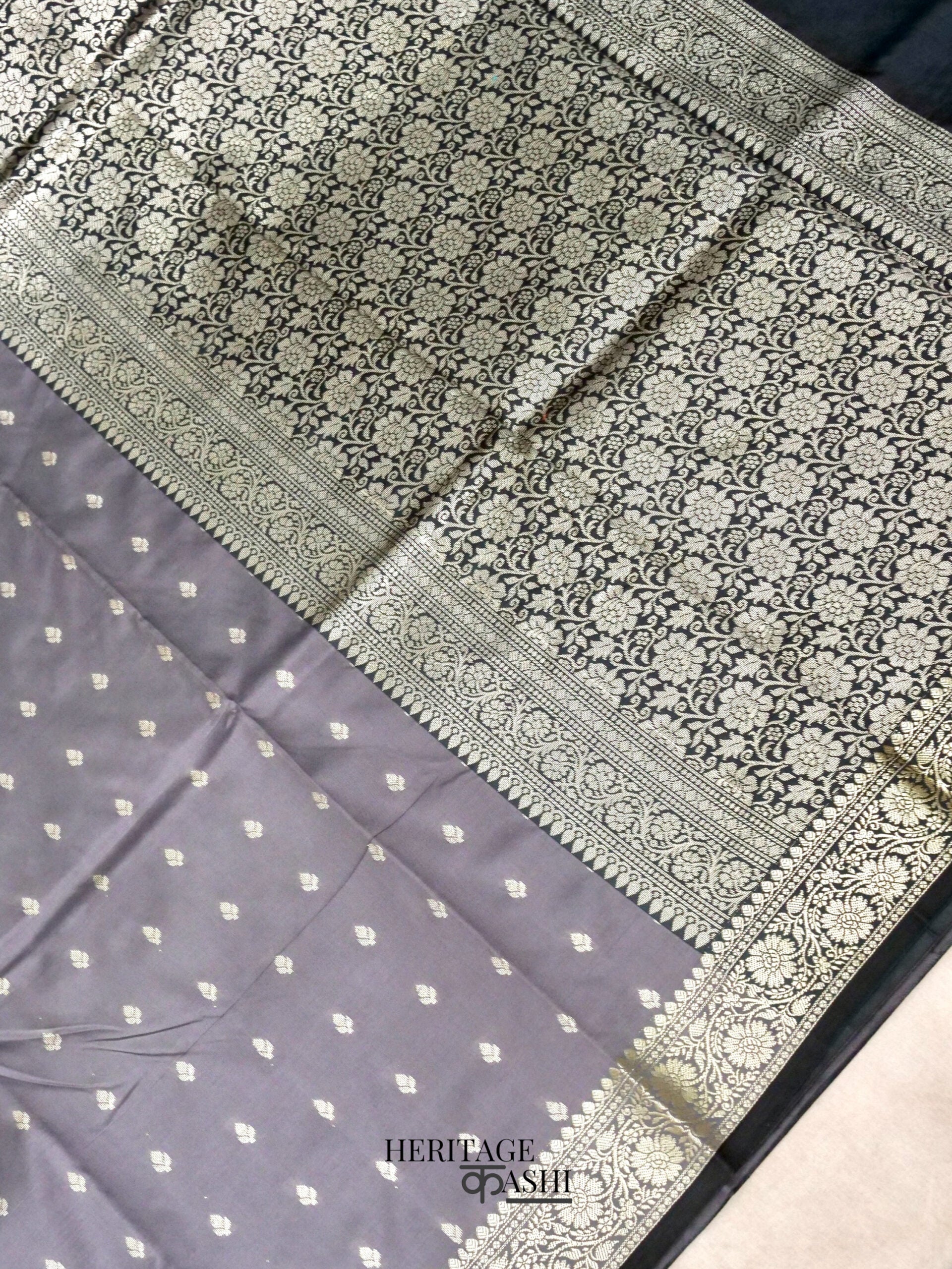 Grey Banarasi Silk Buti Saree