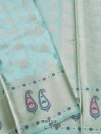 Light Blue Warm Silk Big Silver Fancy Carry Buta Saree