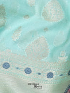 Light Blue Warm Silk Big Silver Fancy Carry Buta Saree