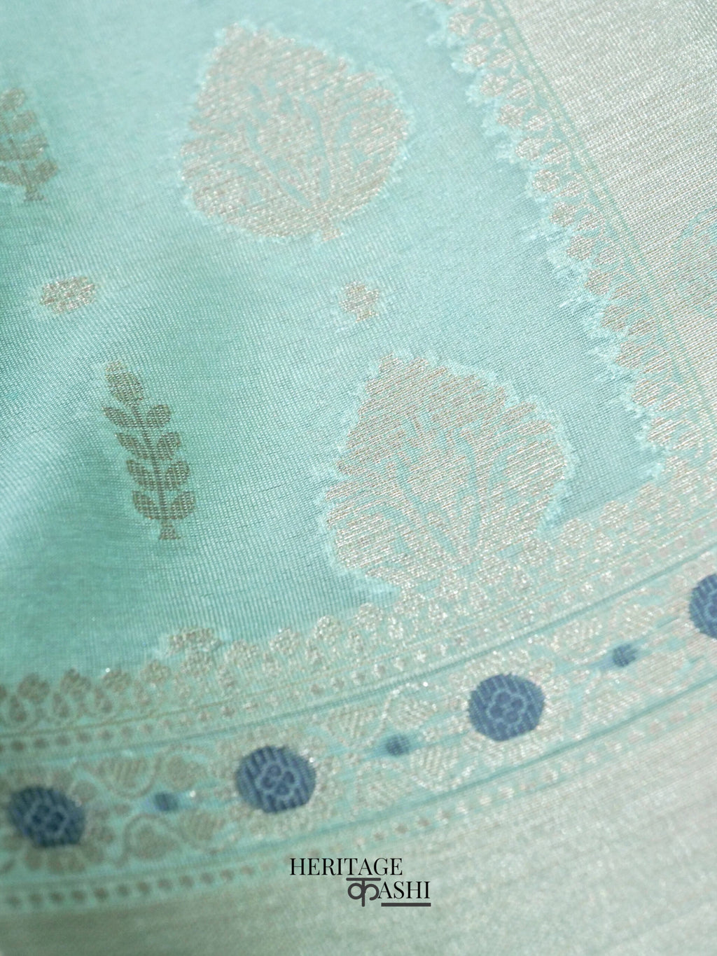 Light Blue Warm Silk Big Silver Fancy Carry Buta Saree