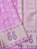 Lavender Colour Warm Silk Big Silver Fancy Carry Buta Saree