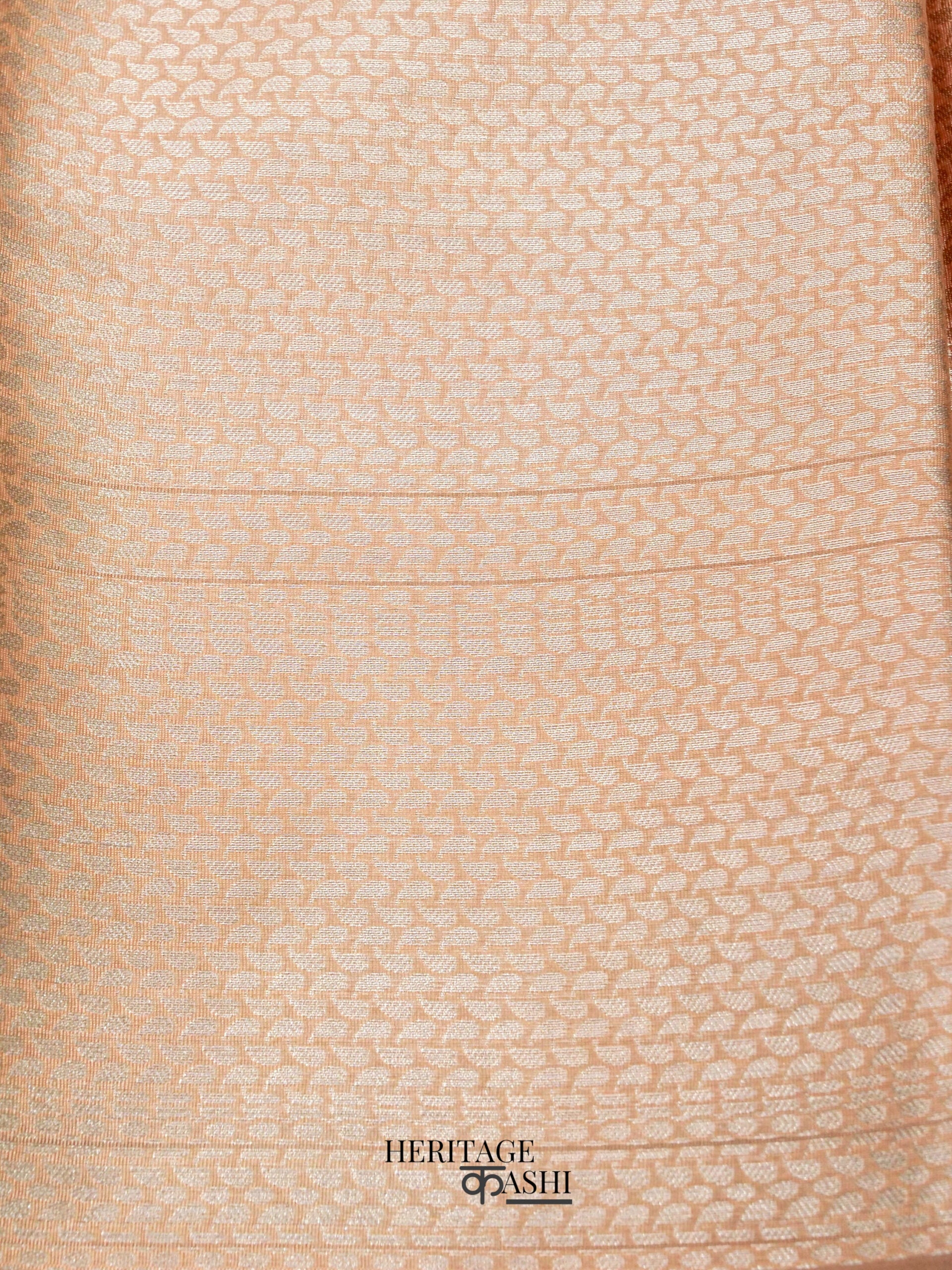Peach Warm Silk Big Silver Fancy Carry Buta Saree