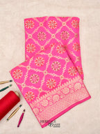 Pink Katan Floral Motif Ghatchola Designer Saree