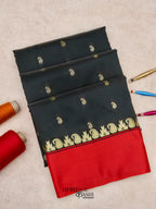 Black Banarasi Satin Silk Allover Zari Buti Saree
