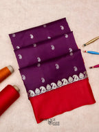 Purple Banarasi Satin Silk Allover Zari Buti Saree