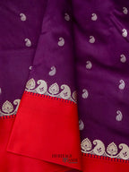 Purple Banarasi Satin Silk Allover Zari Buti Saree