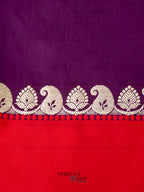 Purple Banarasi Satin Silk Allover Zari Buti Saree