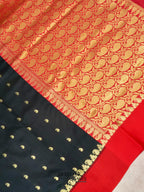 Black Banarasi Satin Silk Allover Zari Buti Saree