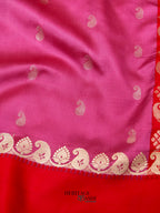 Onion Pink Banarasi Satin Silk Allover Zari Buti Saree