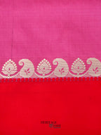 Onion Pink Banarasi Satin Silk Allover Zari Buti Saree