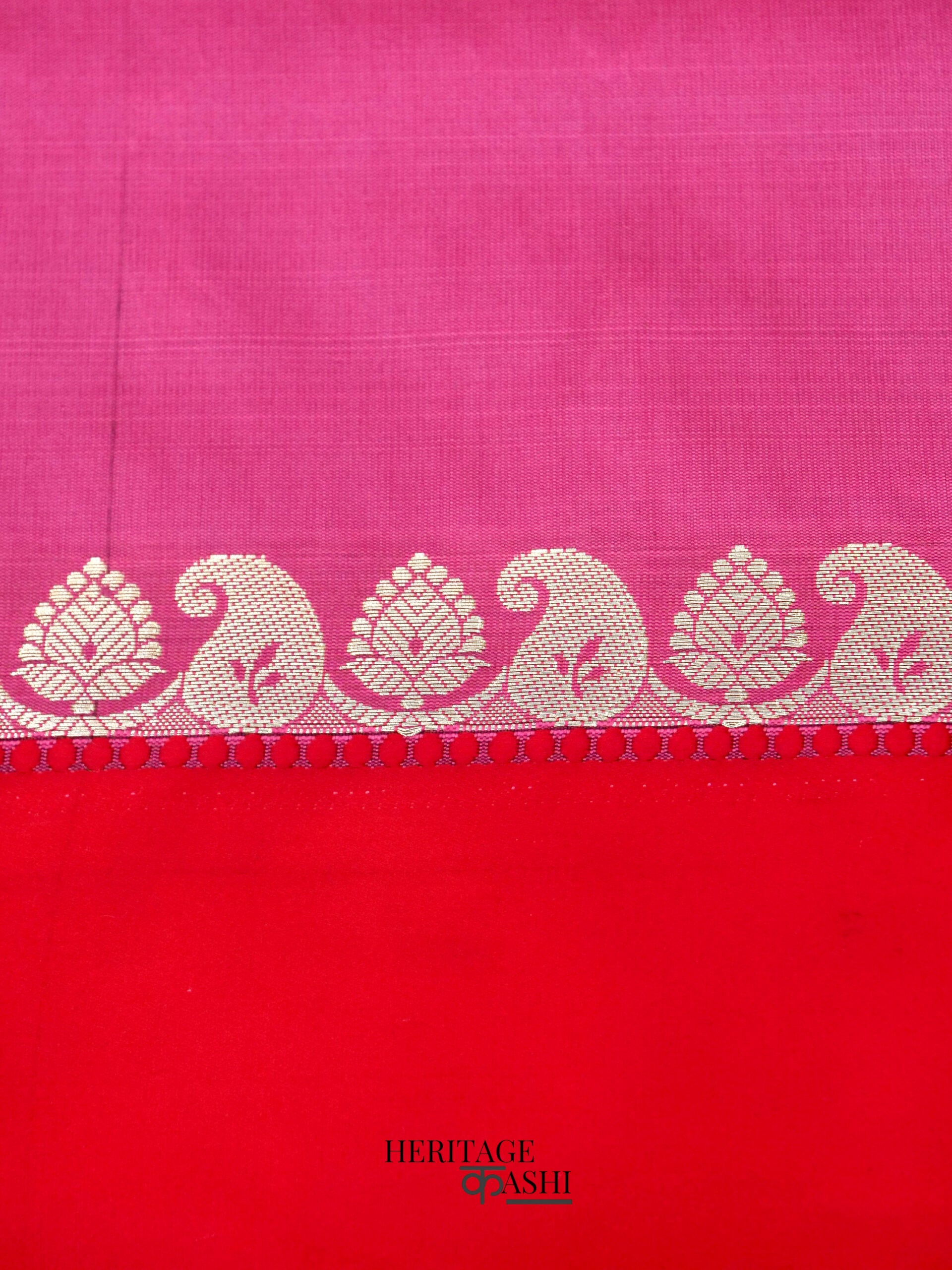 Onion Pink Banarasi Satin Silk Allover Zari Buti Saree