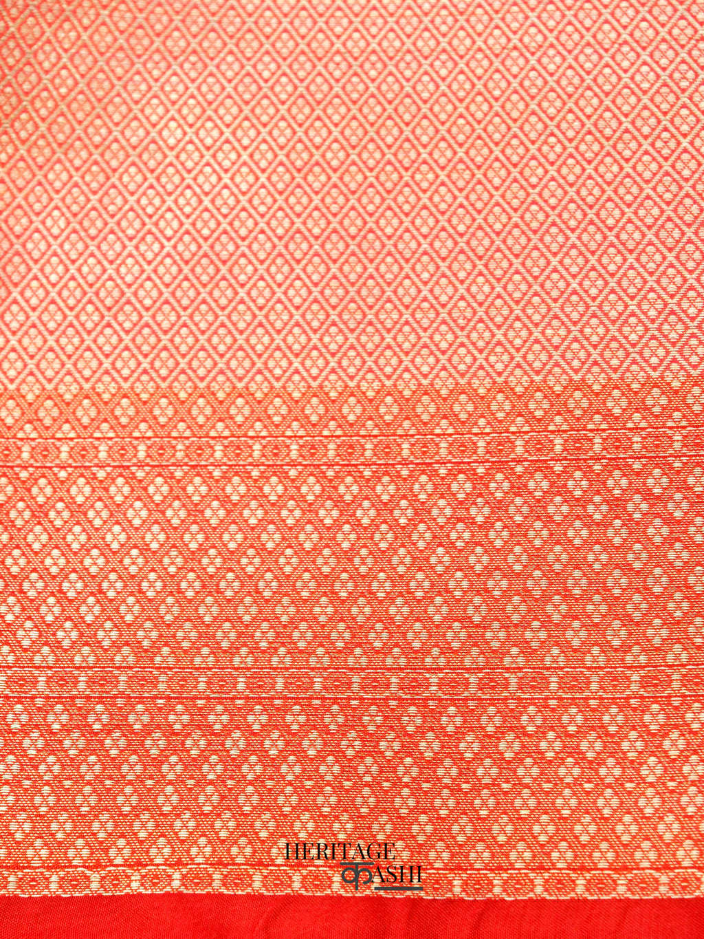 Pinky Orange Katan Floral Motif Ghatchola Designer Saree