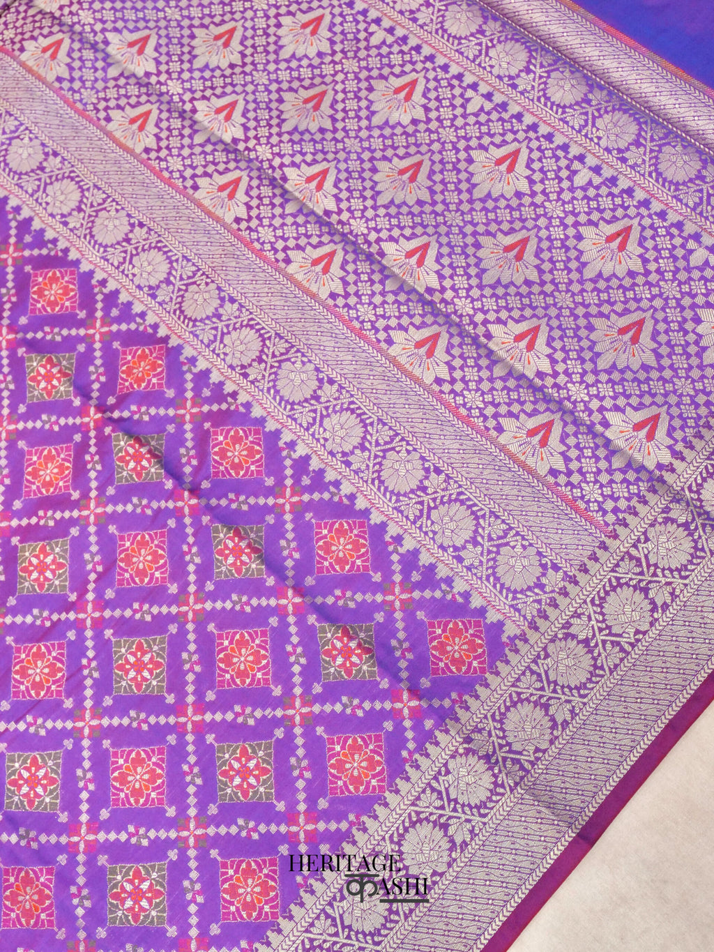 Magenta Colour Katan Floral Motif Ghatchola Designer Saree