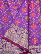 Magenta Colour Katan Floral Motif Ghatchola Designer Saree