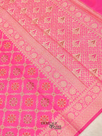 Pink Katan Floral Motif Ghatchola Designer Saree